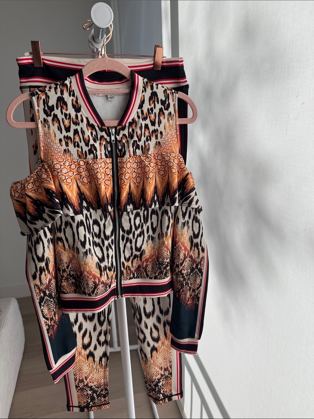 Animal-Print Zip-Front Women's Jacket - Orange/Black Set